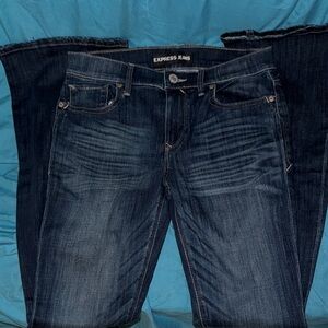 Express Women's Dark Blue Straight Leg Jeans